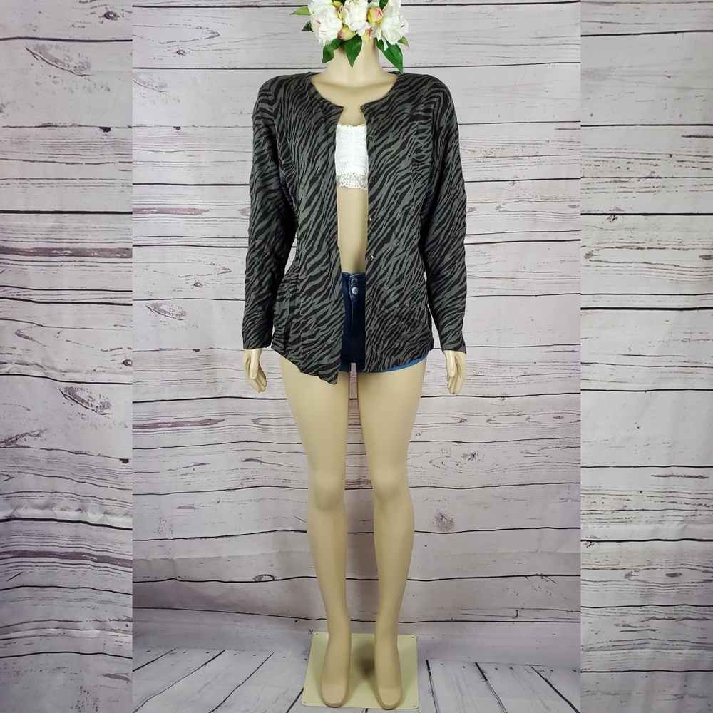 sag harbor animal print large cardigan - Picture 2 of 7